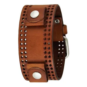 Double Perforated Khaki Leather Cuff PLB-B