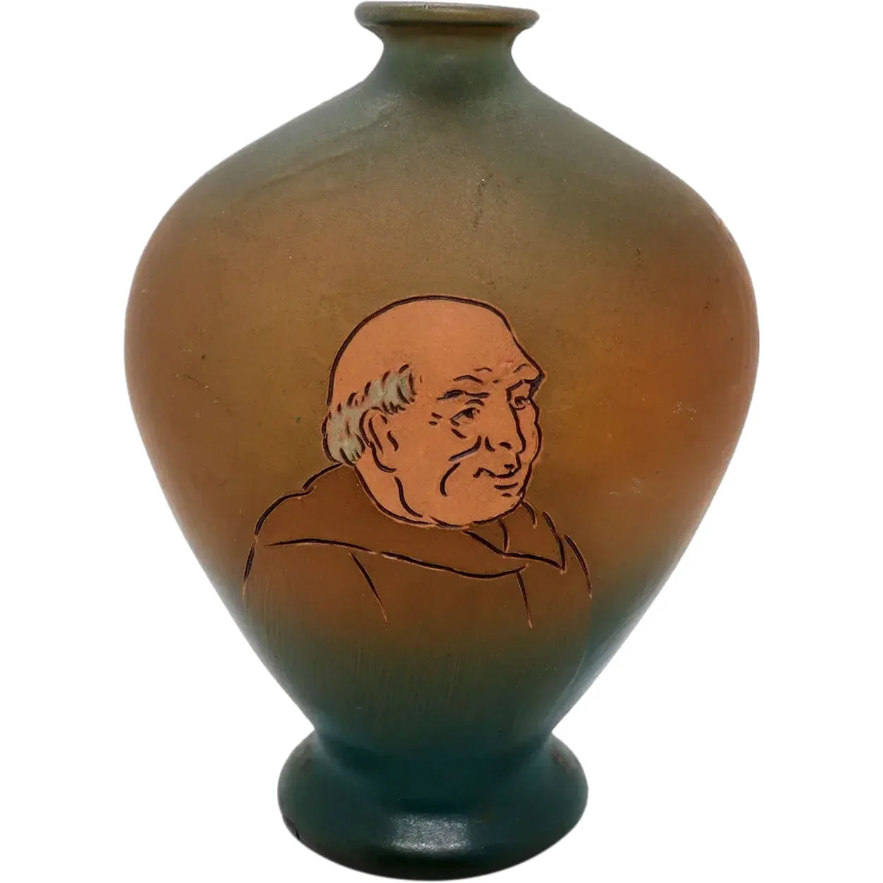 Early American Weller Pottery Dickens Ware II Monk Portrait Vase