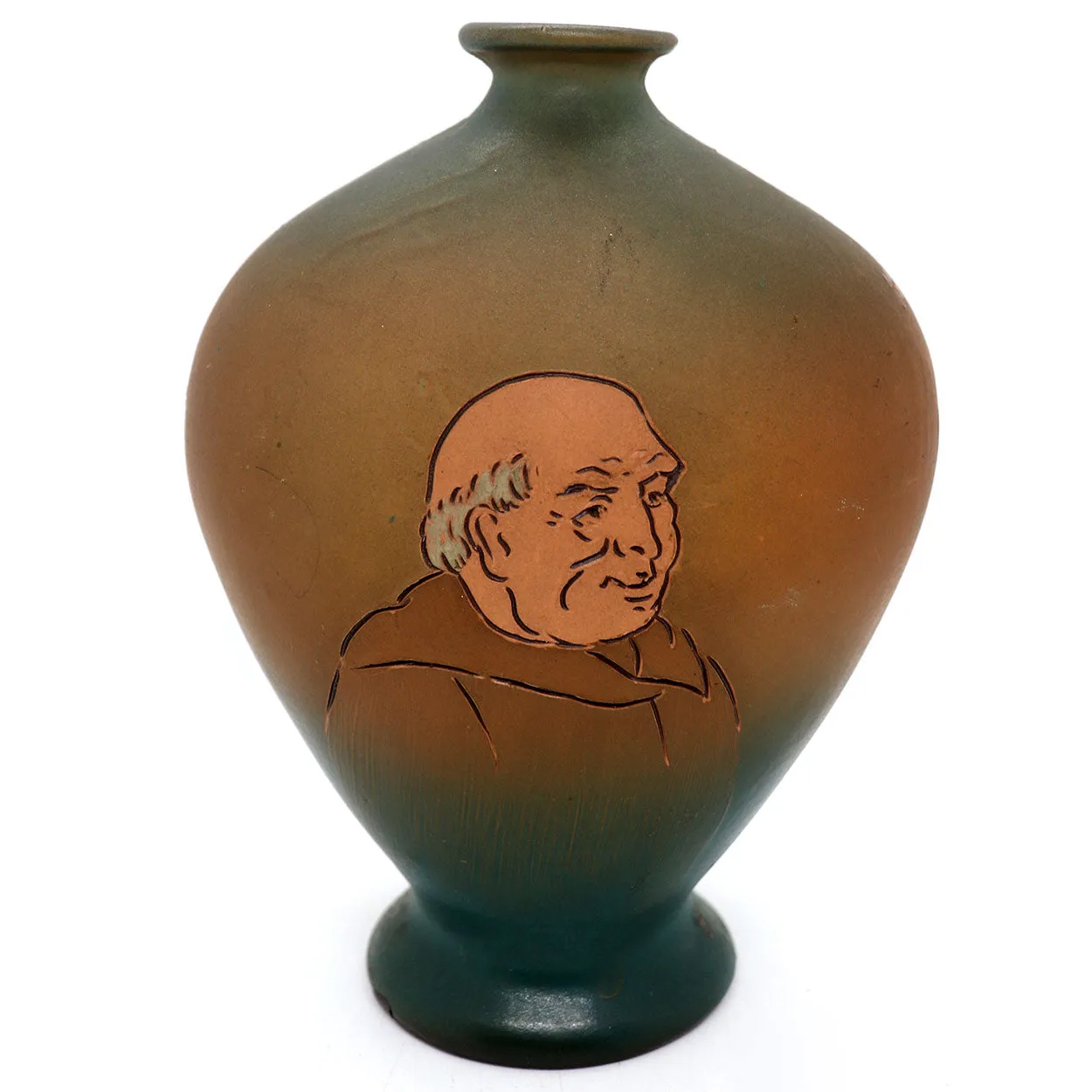 Early American Weller Pottery Dickens Ware II Monk Portrait Vase