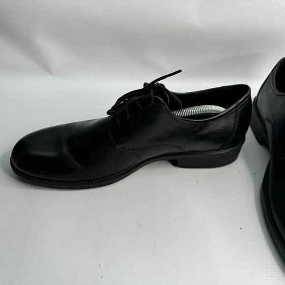 Ecco Harold Plain Toe Oxfords Mens 12 Black Leather Lace‎ Up Derby Dress Shoes