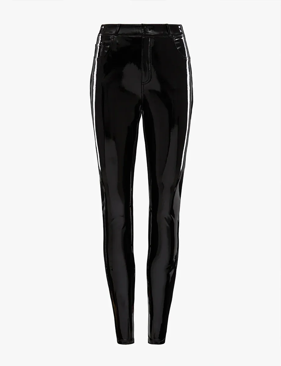 FAUX PATENT LEATHER FIVE POCKET PANT