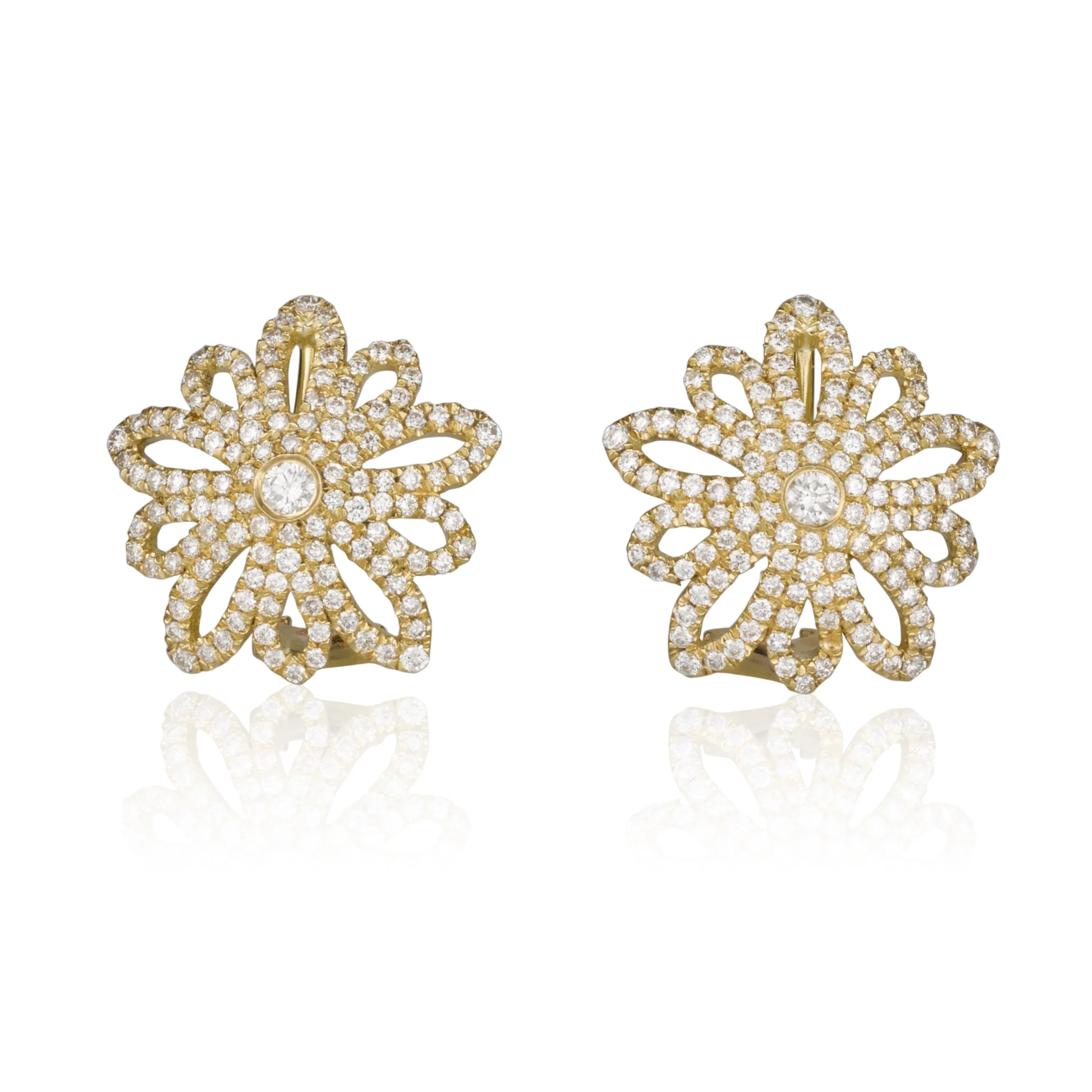 Fern | Decorative diamond pave stud earrings