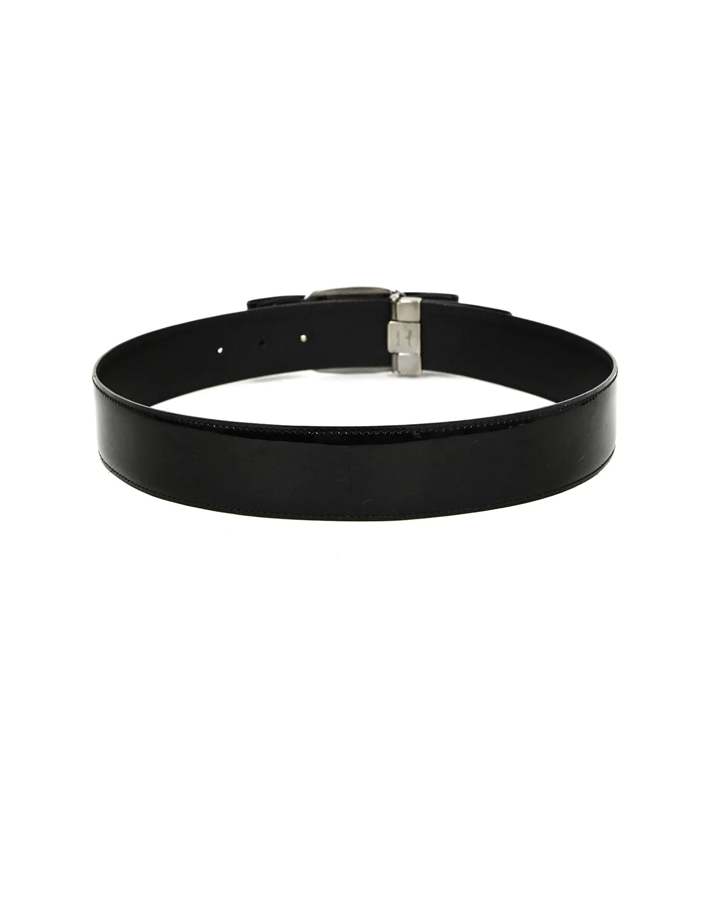 Ferragamo Black Patent Leather Vera Bow Belt sz 29