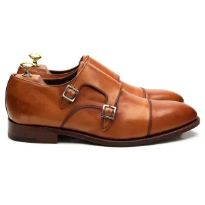 'Ford' Tan Brown Leather Double Monk Strap UK 8 F