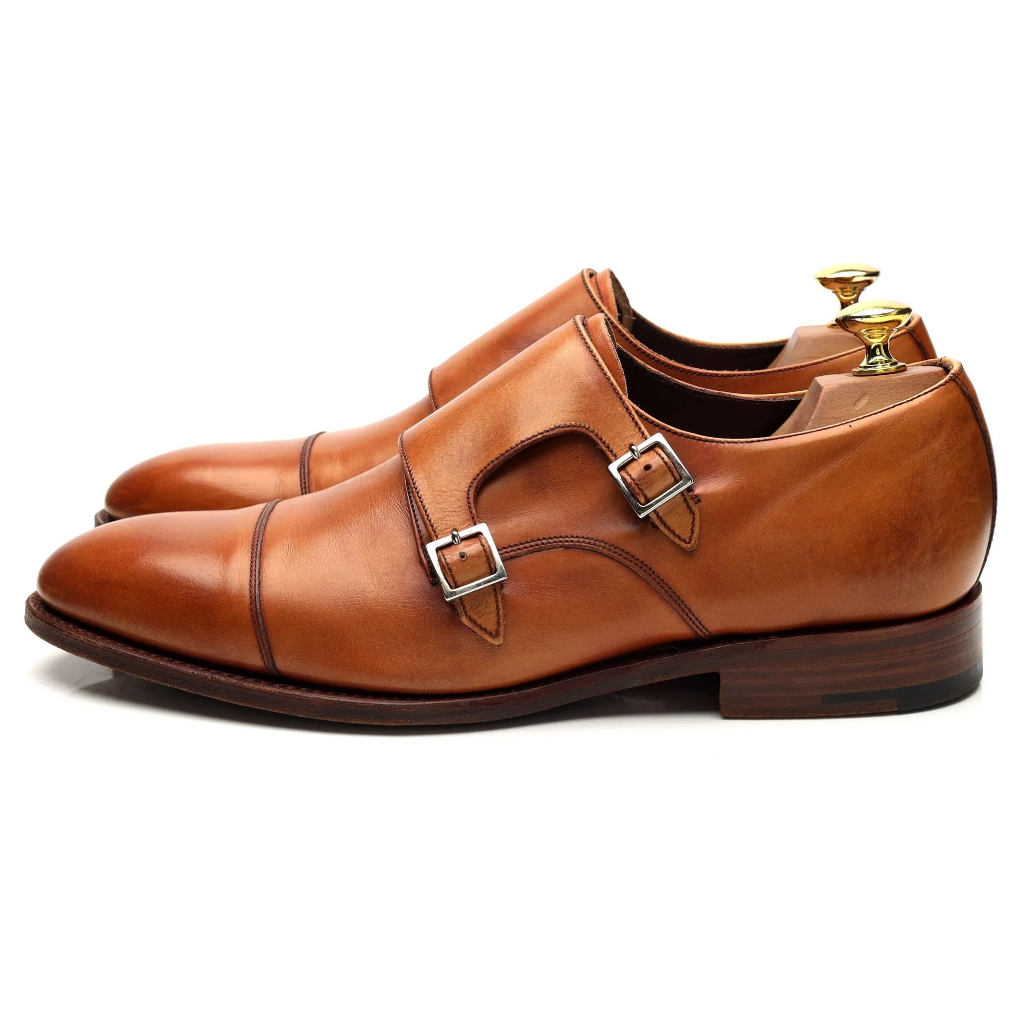 'Ford' Tan Brown Leather Double Monk Strap UK 8 F