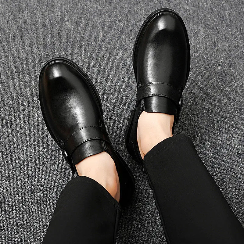Formal Men's Shoes Trend And Fashion Top Layer Cowhide Single Shoes Increase In Height