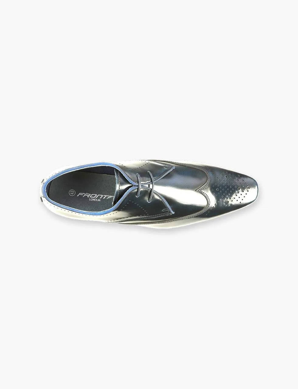 FRONT Mens Long Semi - Square Tyson Derby  Lace Up Shoes Navy UK 7 to UK 12