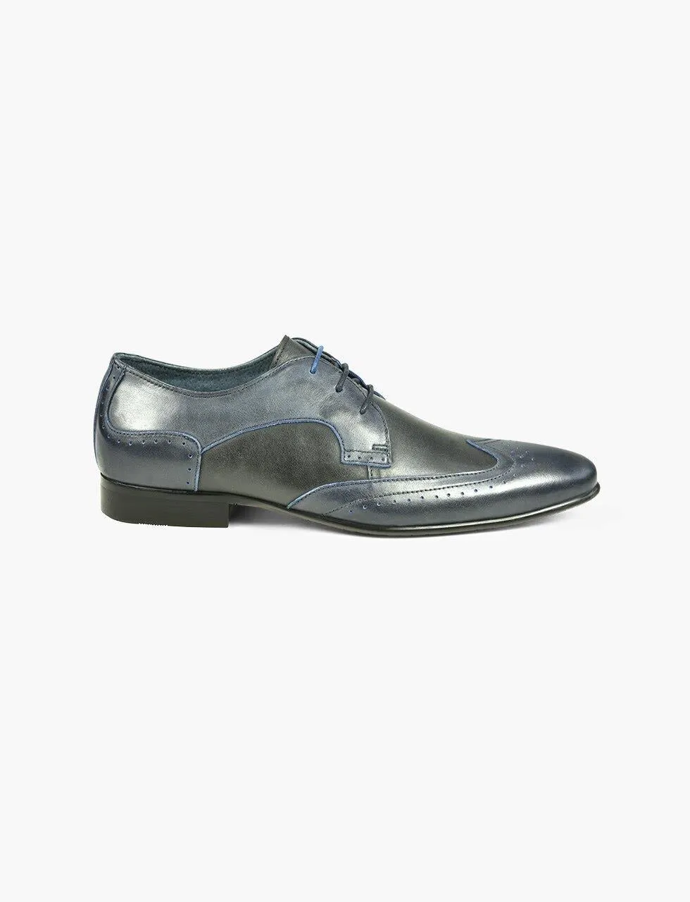 FRONT Mens Round Ted Derby Lace Up Shoes Navy UK 7 to UK 12