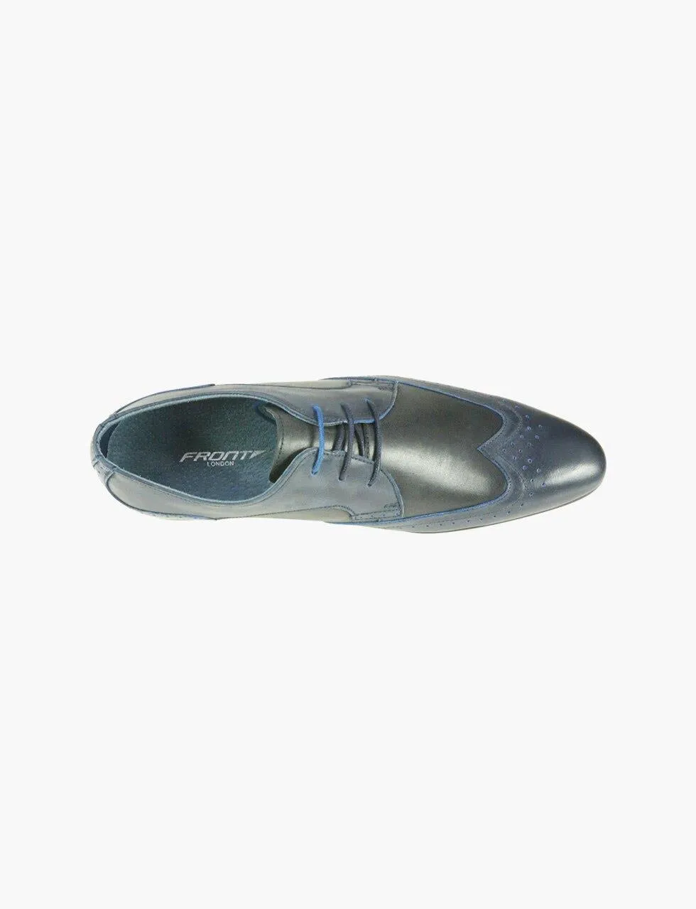 FRONT Mens Round Ted Derby Lace Up Shoes Navy UK 7 to UK 12