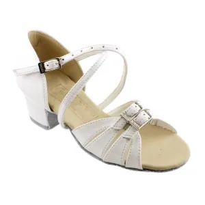 Galex 3066 Tatiana, Block Heel, White Leather & Patent Leather, Girls' Latin Dance Shoes