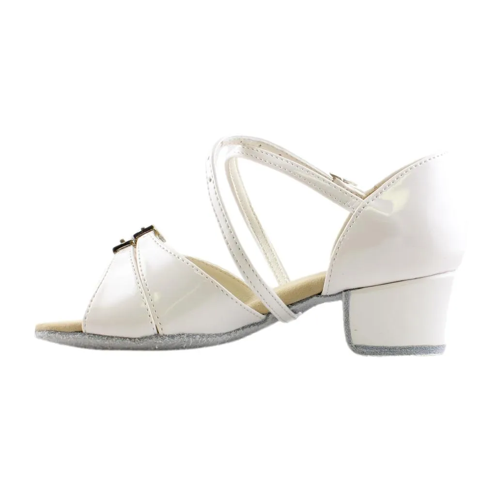 Galex 3066 Tatiana, Block Heel, White Leather & Patent Leather, Girls' Latin Dance Shoes