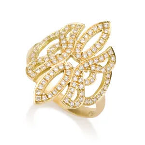 Gold embroidery dream ring with diamond pave