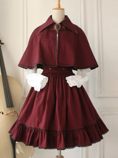 Gothic Lolita Vintage Cape Military Style Cross Regression Victorian Cape