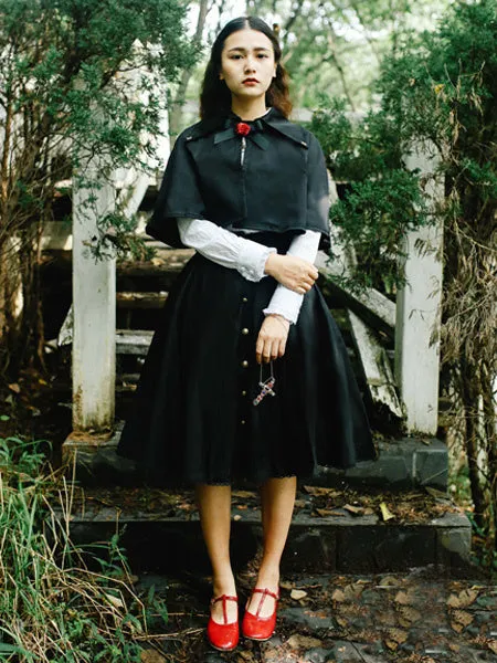 Gothic Lolita Vintage Cape Military Style Cross Regression Victorian Cape