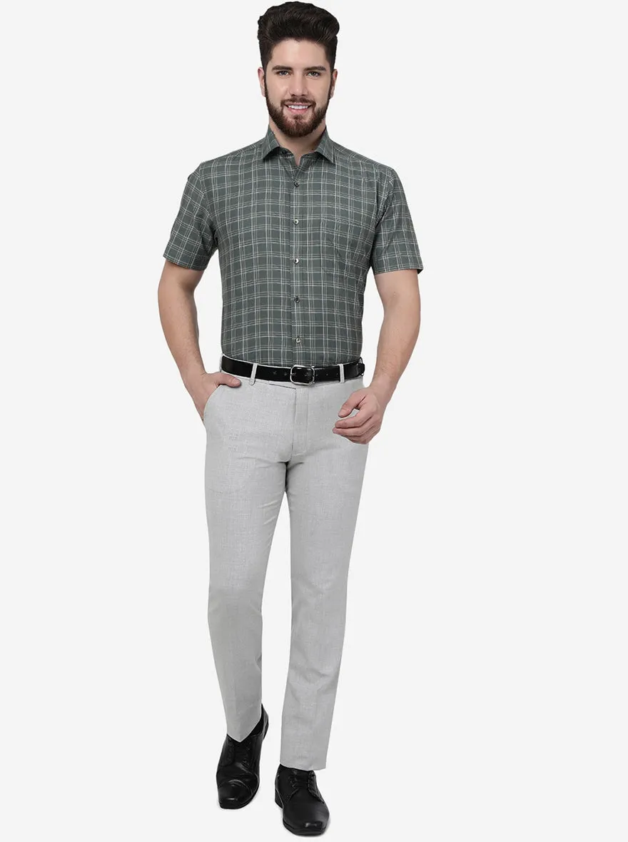 Green Checked Regular Fit Formal Shirt | Greenfibre