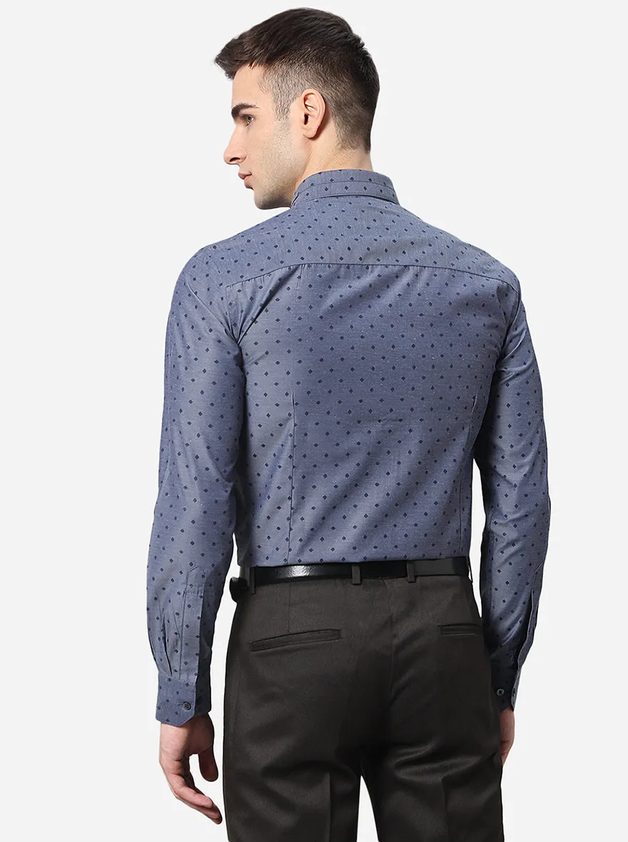 Grey Printed Slim Fit Party Wear Shirt | JB Studio