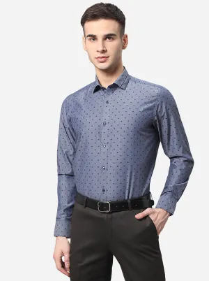 Grey Printed Slim Fit Party Wear Shirt | JB Studio