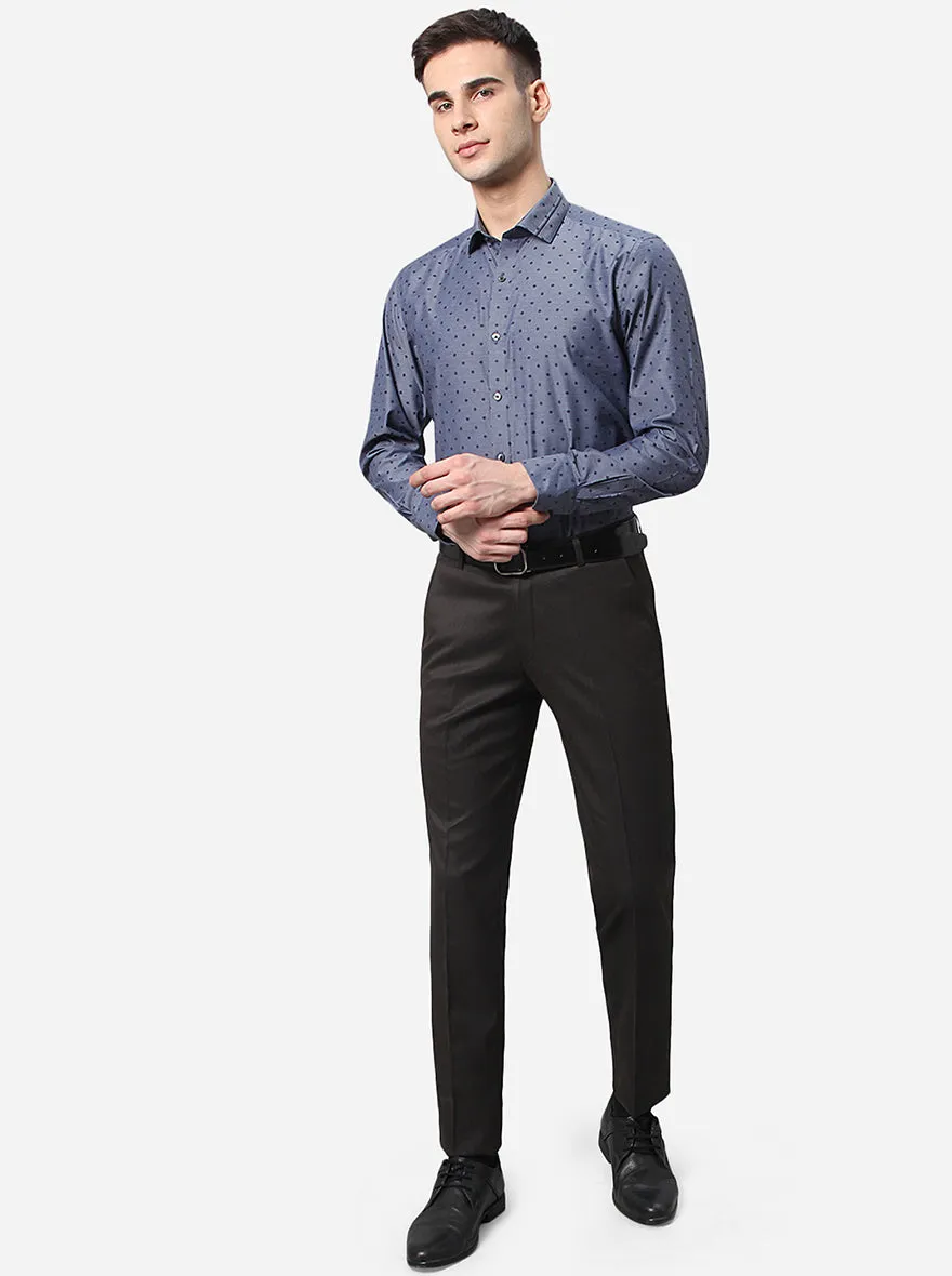 Grey Printed Slim Fit Party Wear Shirt | JB Studio