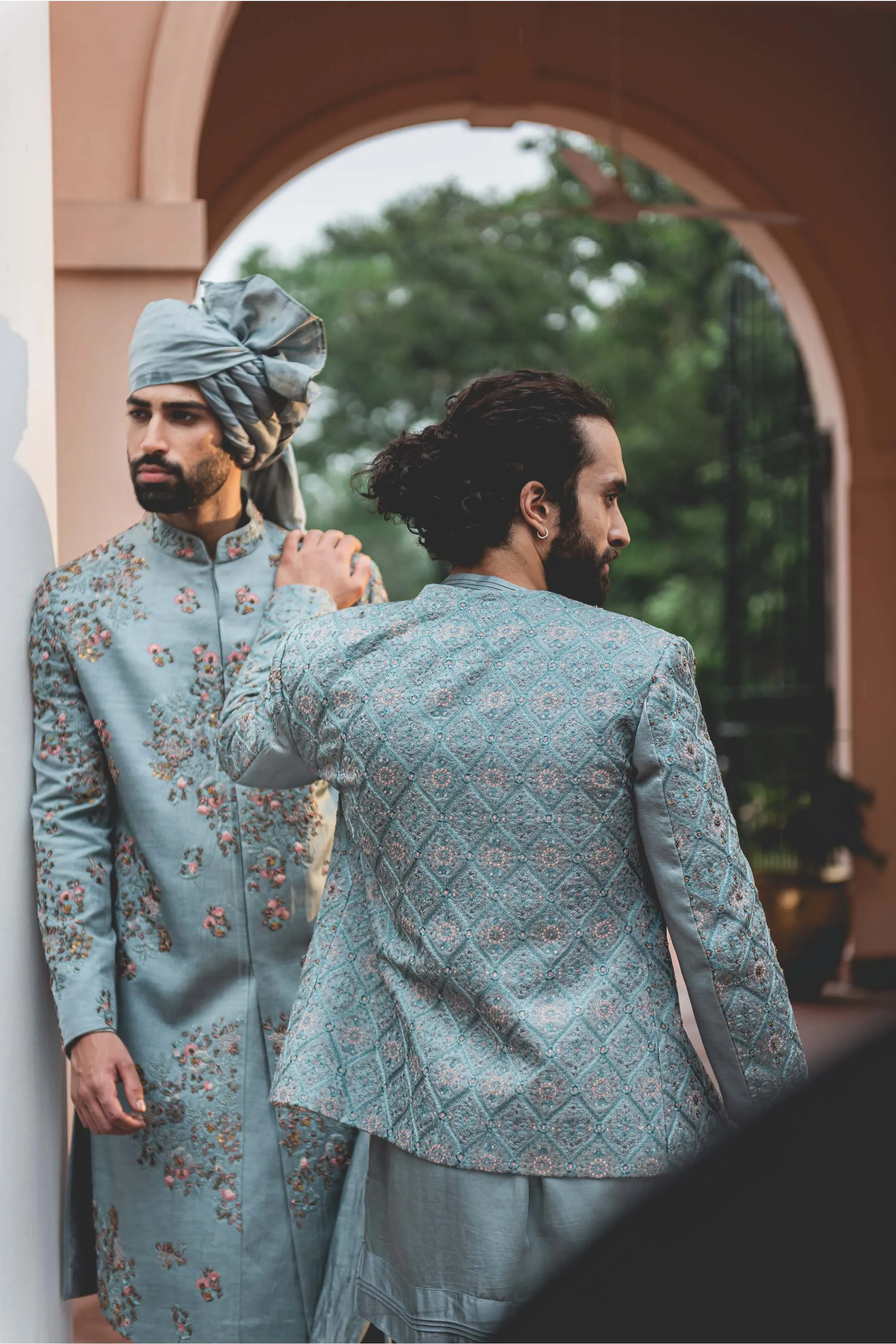 Grey Short Jacket With Kurta And Trouser