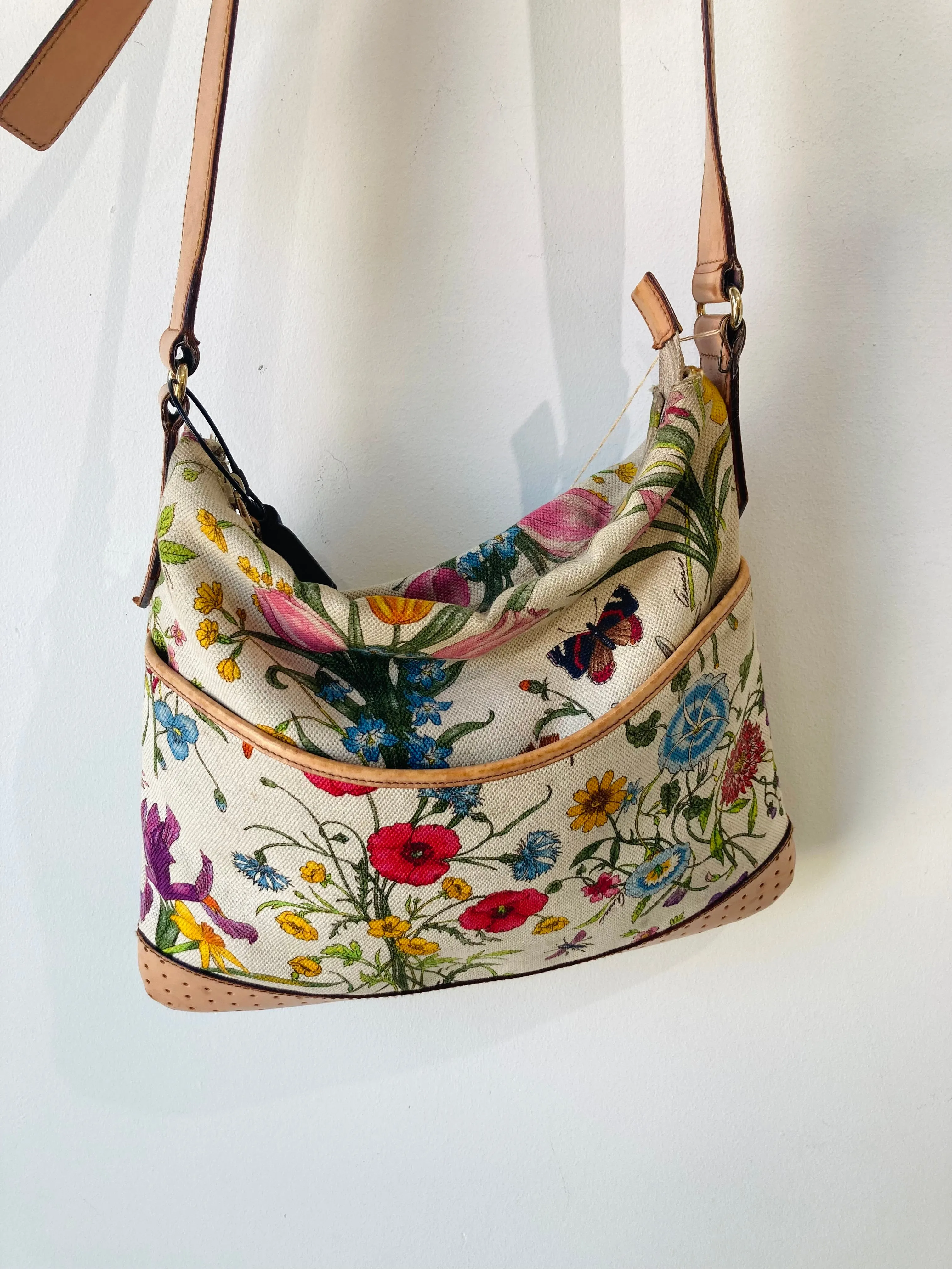 Gucci Floral Butterfly Crossbody Bag (As is)