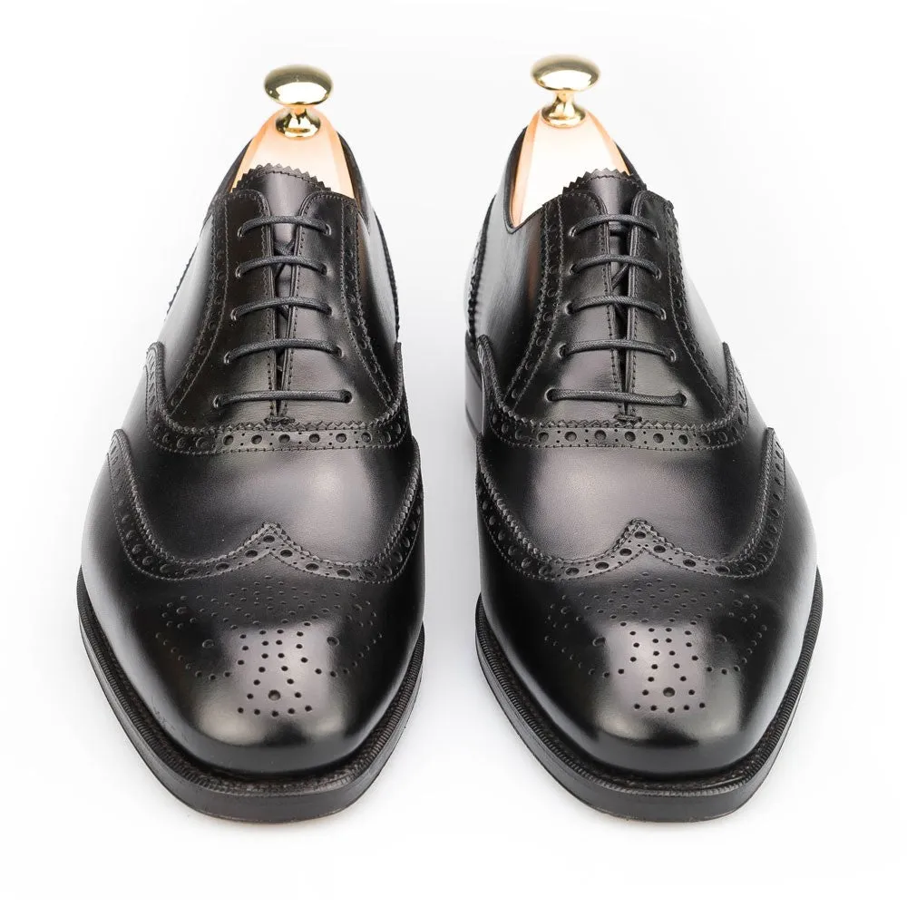 Handmade Black Wing Tip Brogue Leather Dress Shoes