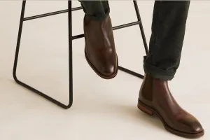 Handmade Brown Leather Chelsea Boots for Men