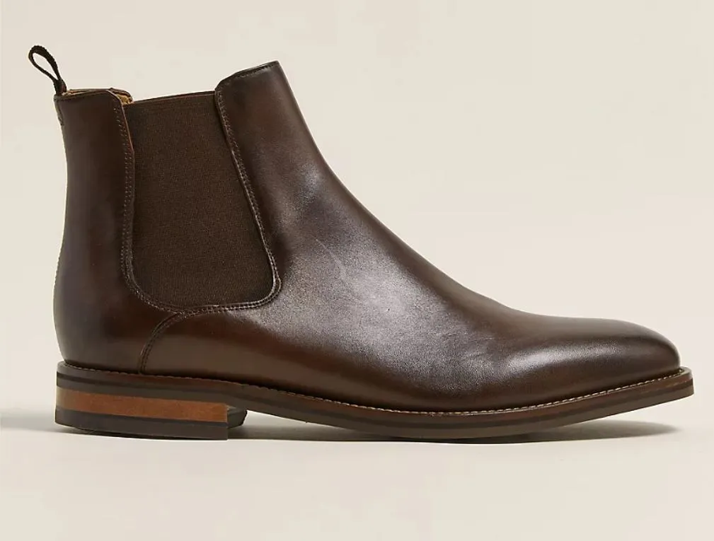 Handmade Brown Leather Chelsea Boots for Men