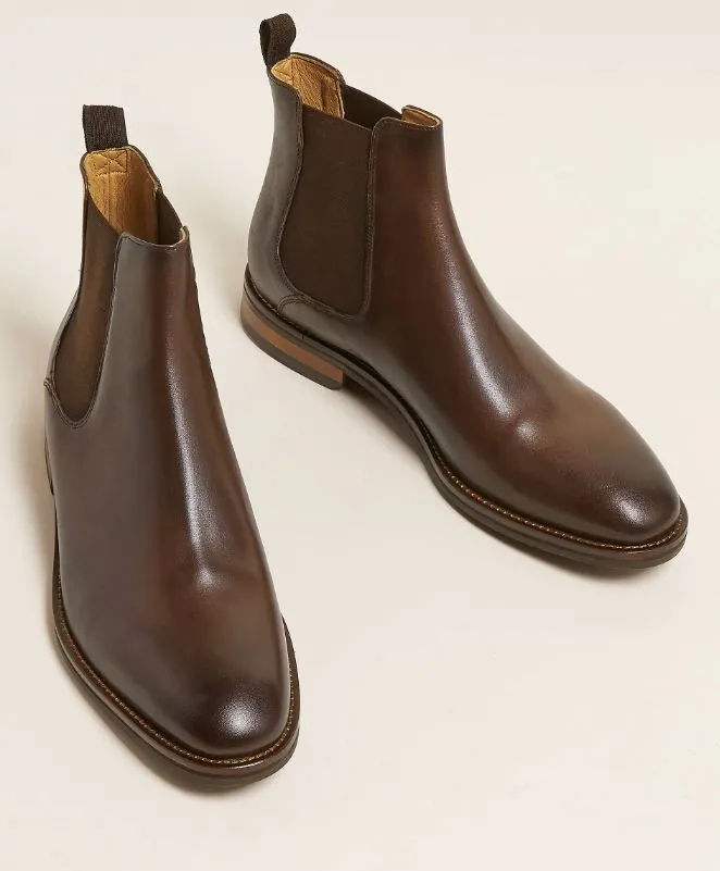 Handmade Brown Leather Chelsea Boots for Men