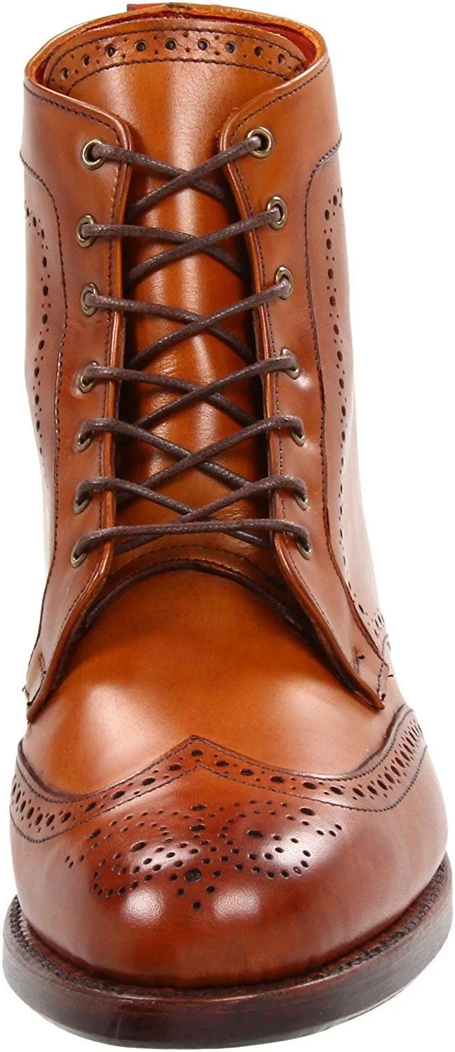 Handmade Tan Brown Wingtip Brogue Lace Up Ankle Boots