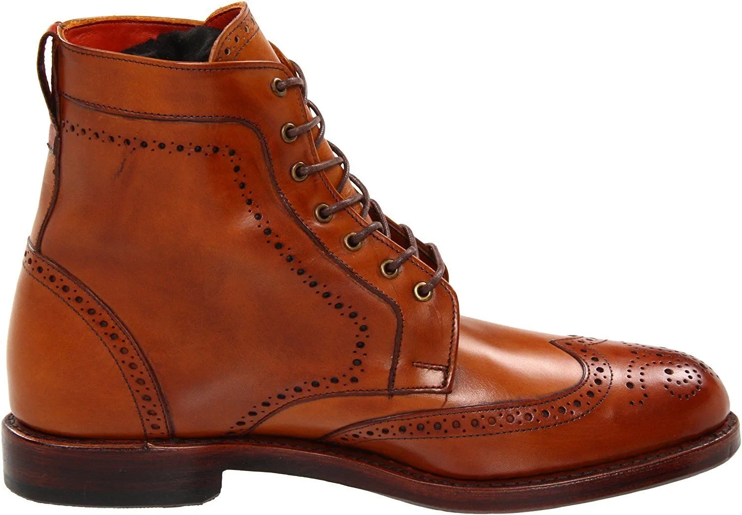 Handmade Tan Brown Wingtip Brogue Lace Up Ankle Boots