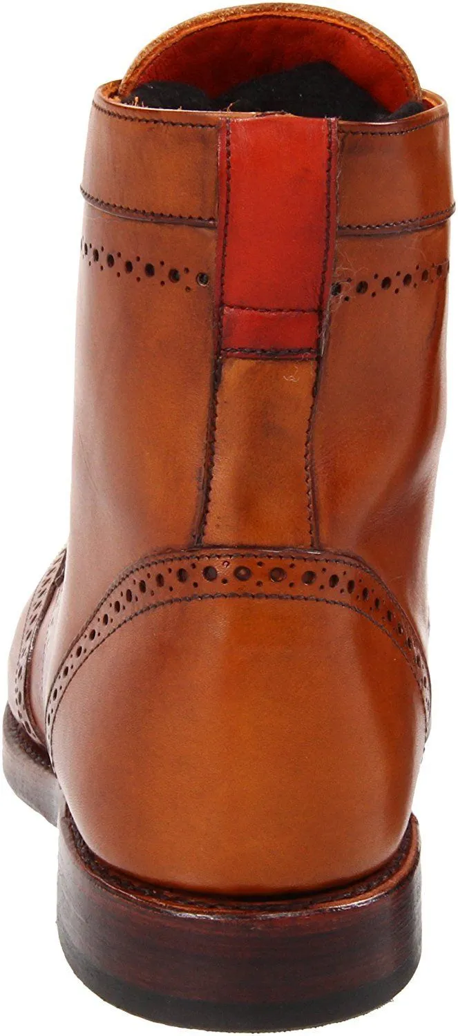 Handmade Tan Brown Wingtip Brogue Lace Up Ankle Boots