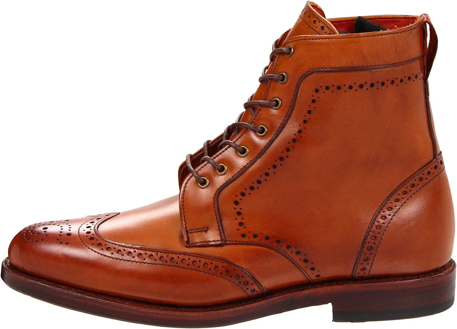 Handmade Tan Brown Wingtip Brogue Lace Up Ankle Boots
