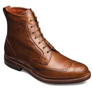 Handmade Wingtip Brogue Lace Up Boots for Men - Brown Leather