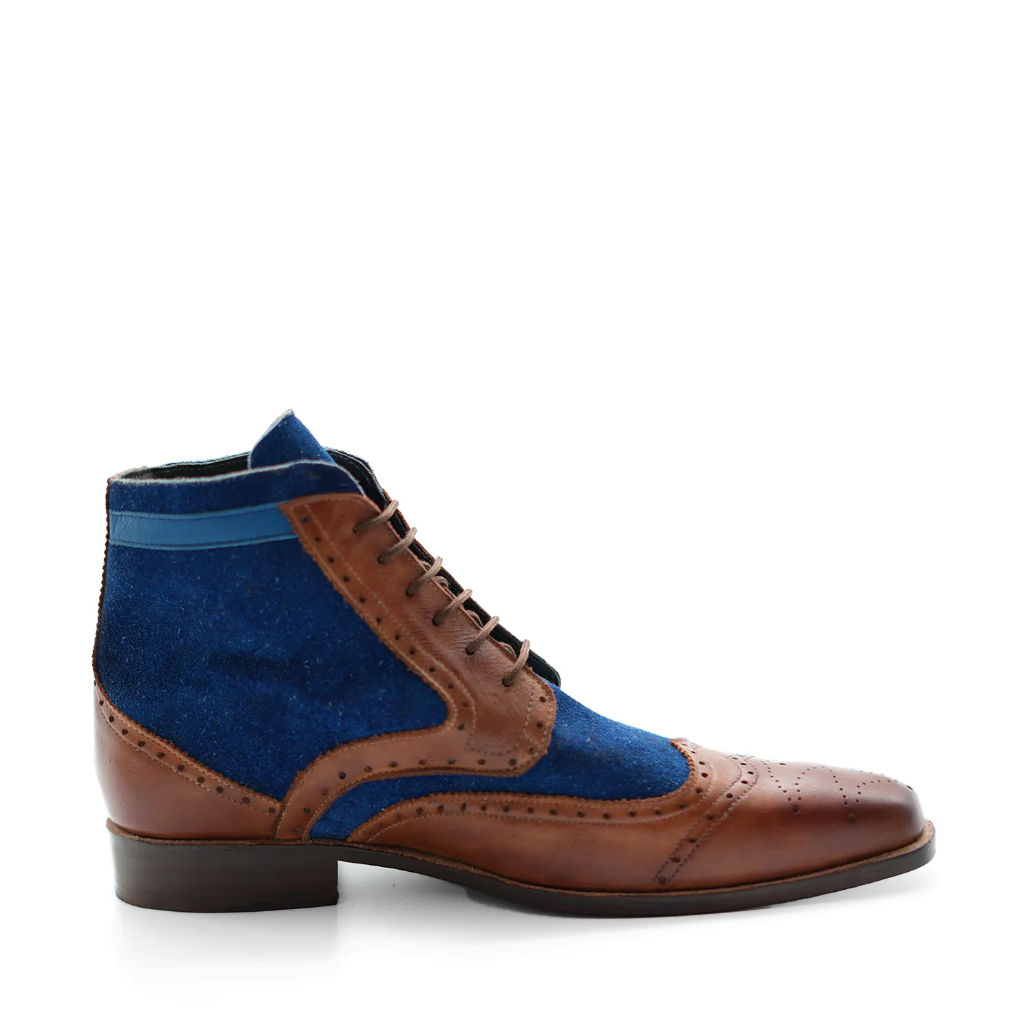 Handmade Wingtip Brogue Lace-Up Full-Grain Leather Ankle Boots