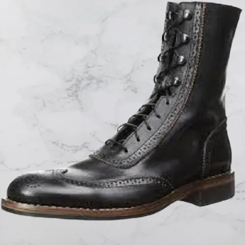 Handmade Wingtip Leather Ankle Boots for Men
