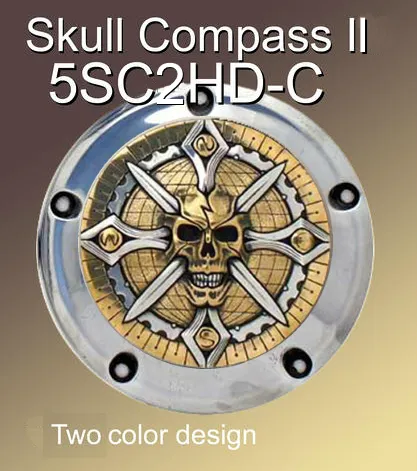 Harley Derby Cover Skull Compass II Emblem - Harley Davidson Accessory