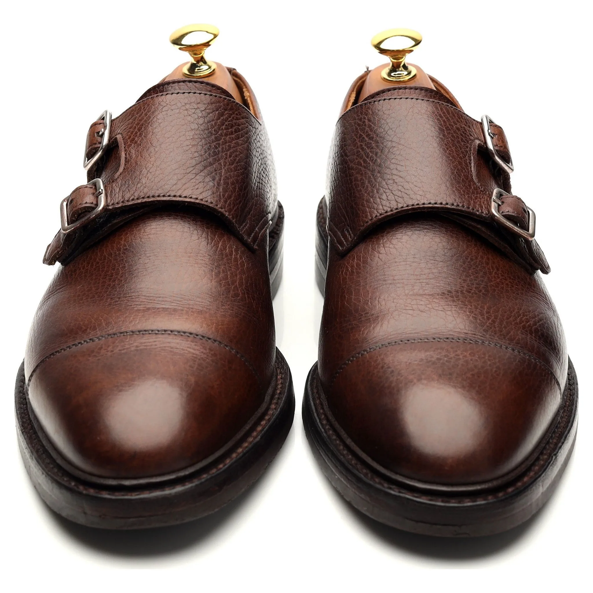 'Harrogate' Dark Brown Grain Leather Double Monk Strap UK 6.5 E