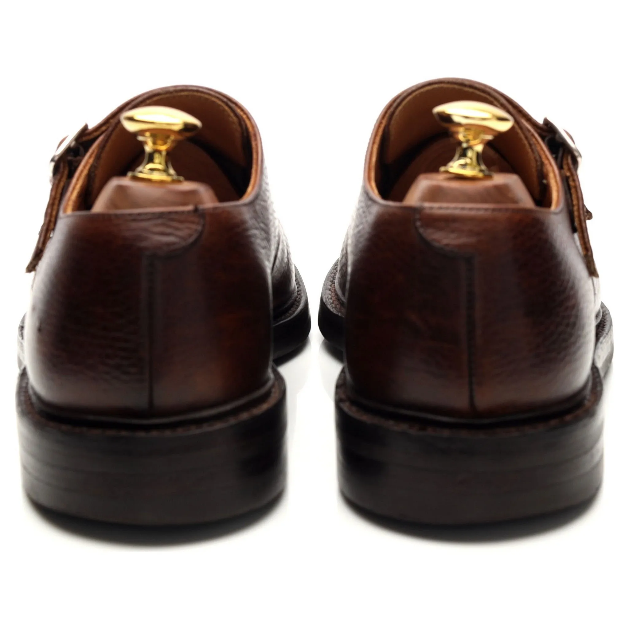 'Harrogate' Dark Brown Grain Leather Double Monk Strap UK 6.5 E