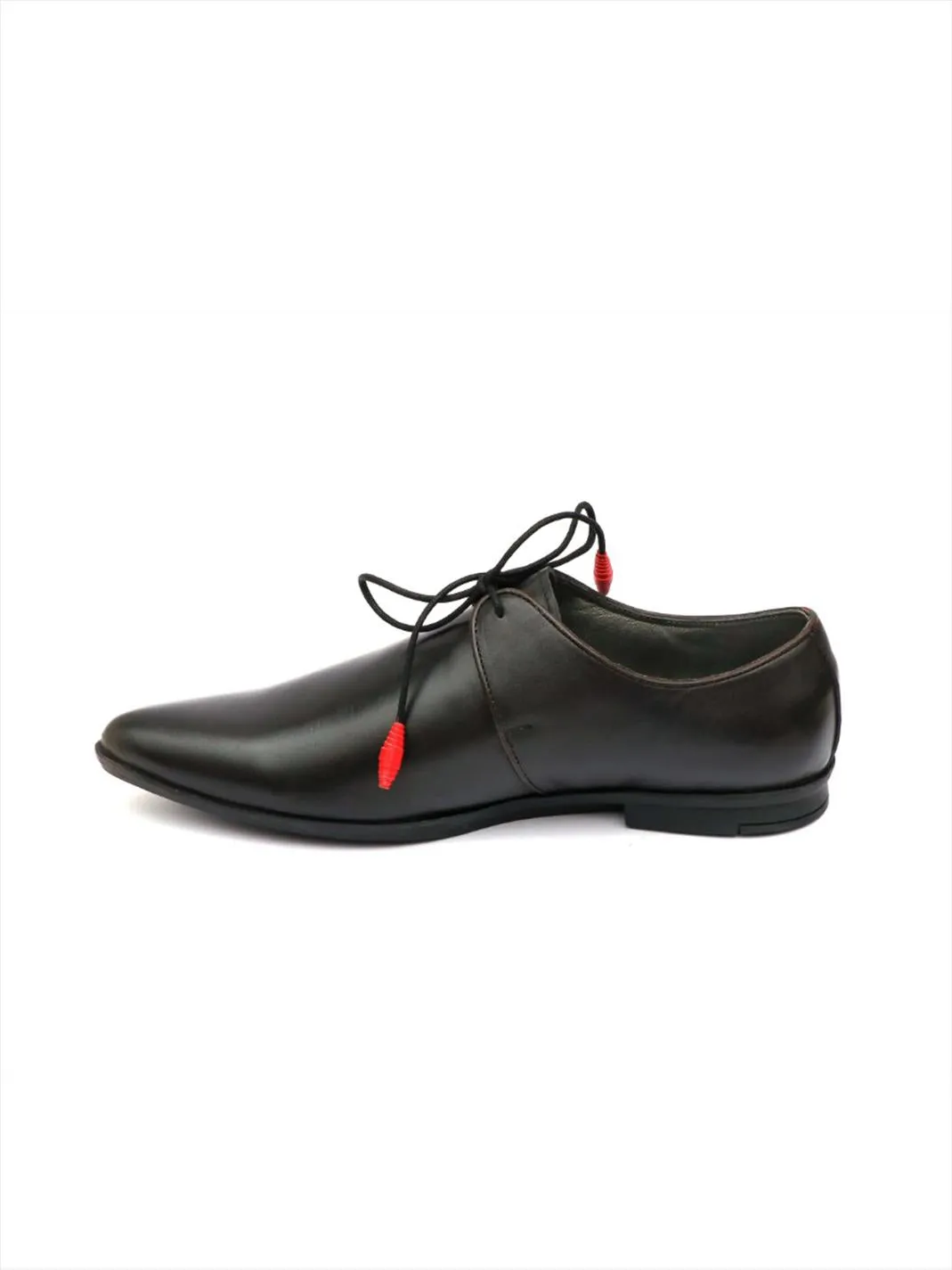 Hitz Men's Black Leather Derby Formal Shoes