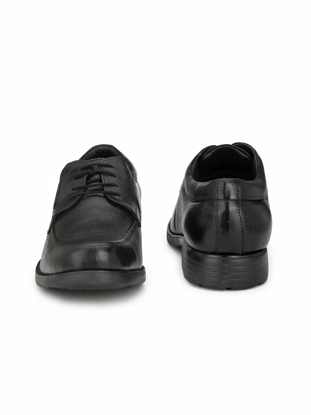 Hitz Men's Black Leather Derby Formal Shoes