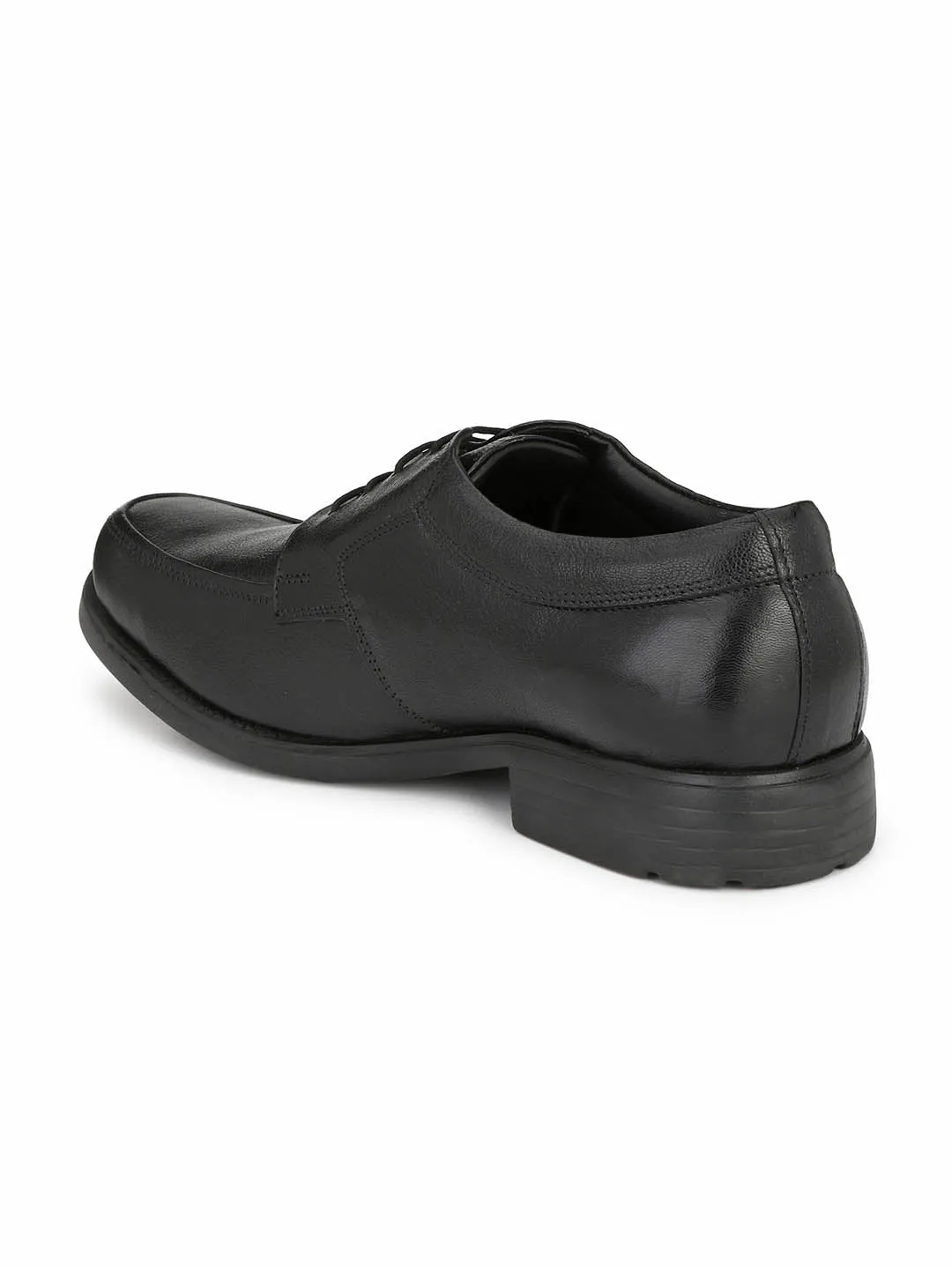 Hitz Men's Black Leather Derby Formal Shoes