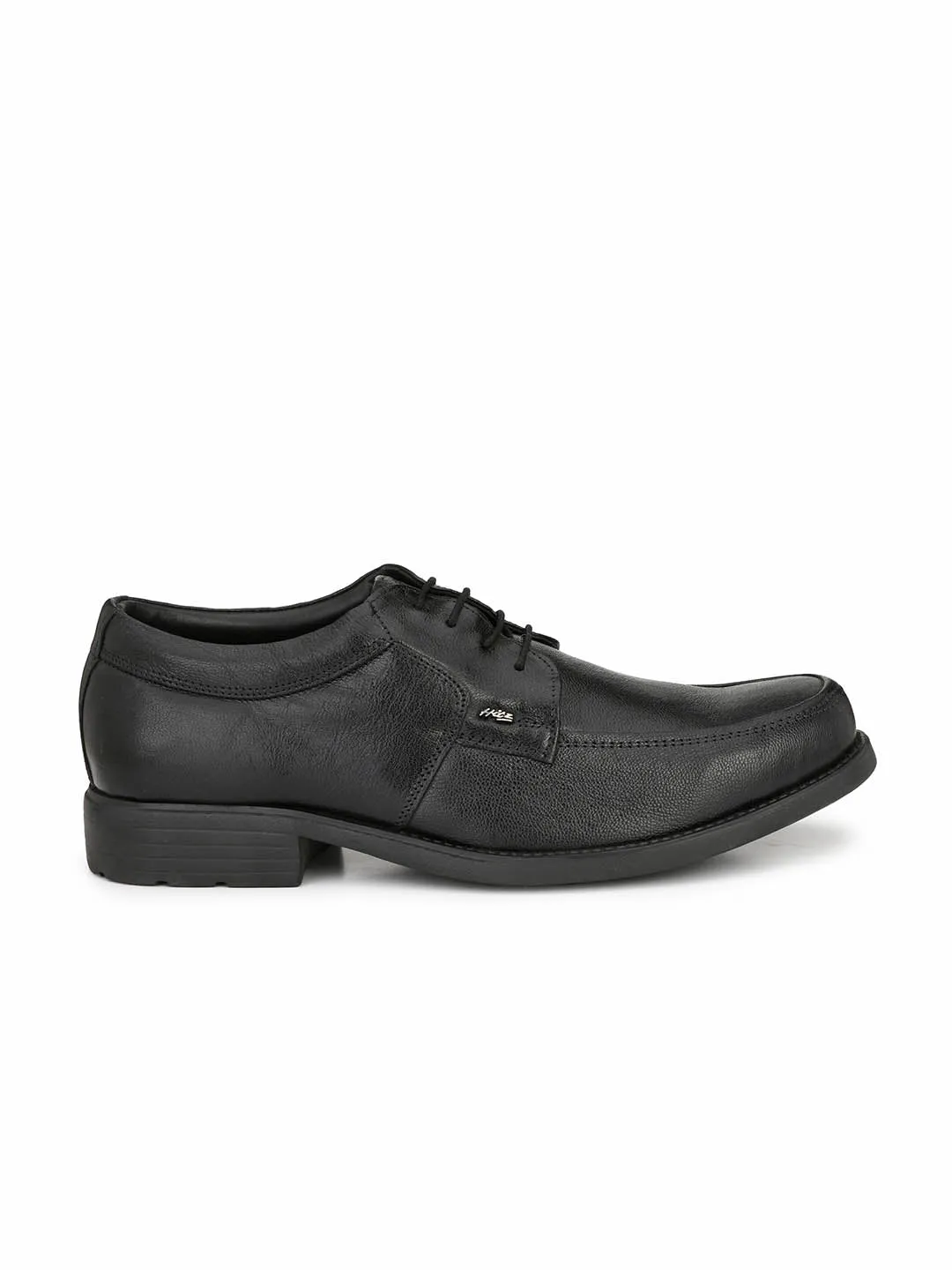 Hitz Men's Black Leather Derby Formal Shoes