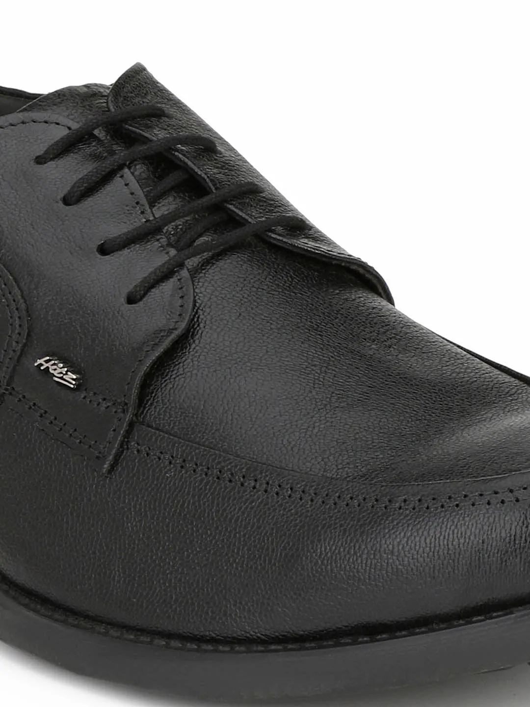 Hitz Men's Black Leather Derby Formal Shoes