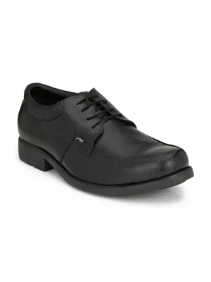 Hitz Men's Black Leather Derby Formal Shoes