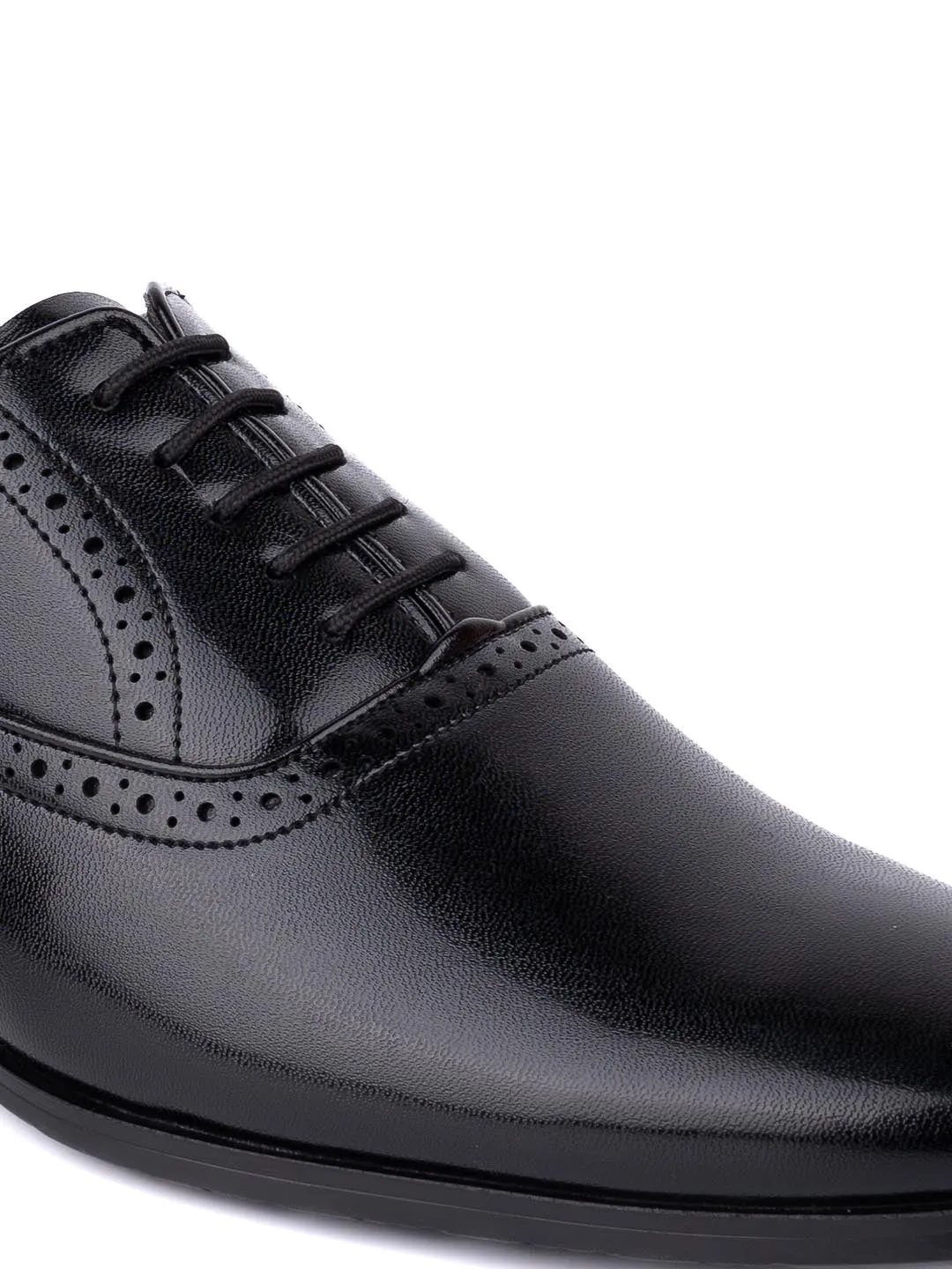 Hydes N Hues Men Black Perforated Formal Derbys