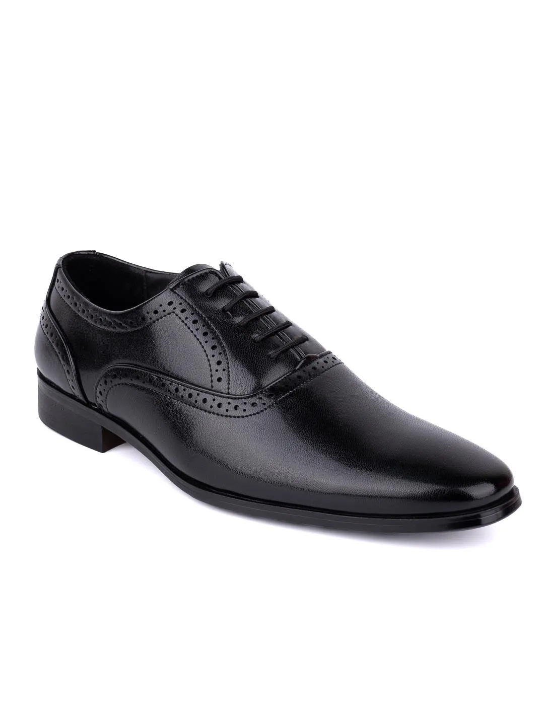 Hydes N Hues Men Black Perforated Formal Derbys