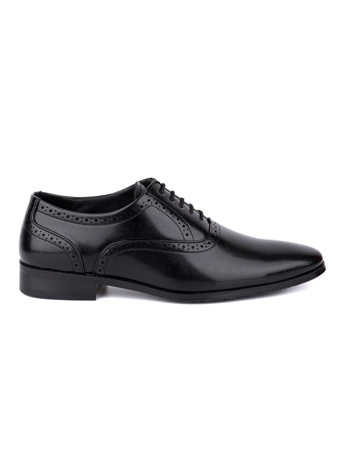 Hydes N Hues Men Black Perforated Formal Derbys