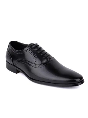 Hydes N Hues Men Black Perforated Formal Derbys