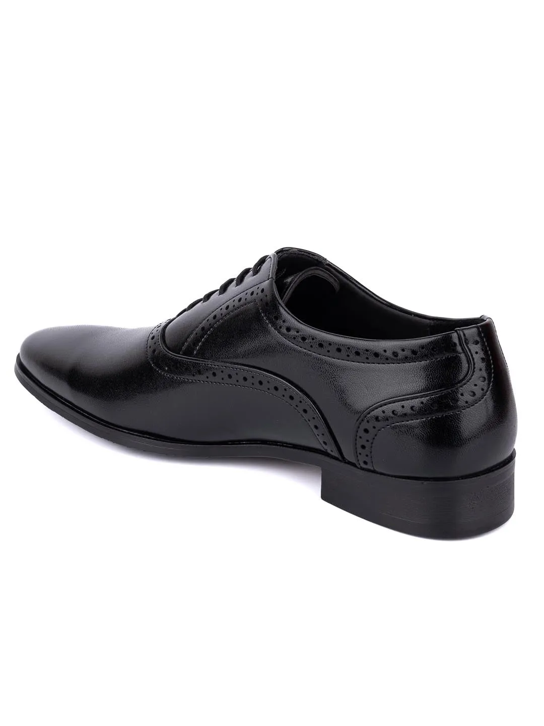 Hydes N Hues Men Black Perforated Formal Derbys