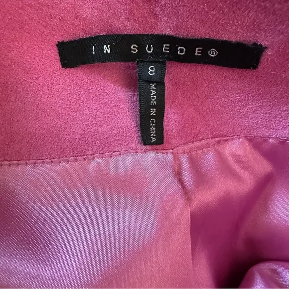 In Suede | Pink Floral Perforated Suede Knee Length Skirt Size 8